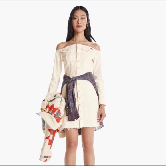 NWT Mother X Carolyn Murphy Mini White Dress Limited Edition Fray Size S - Picture 4 of 10